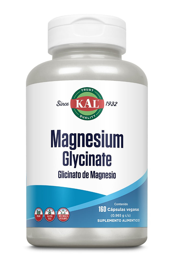 Glicinato de Magnesio KAL- Adicionado con BioPerine / 160 cápsulas