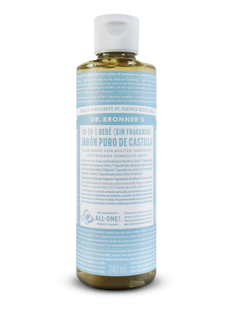 Jabón líquido puro de castilla sin fragancia - Dr. Bronner's